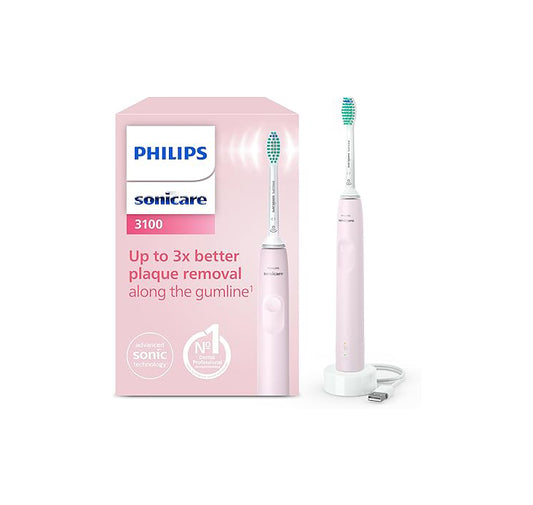 Philips Sonicare 3100 Electric Toothbrush, Sonic Toothbrush, Pressure Sensor and Timer, Sugar Rose, Model HX3671/11