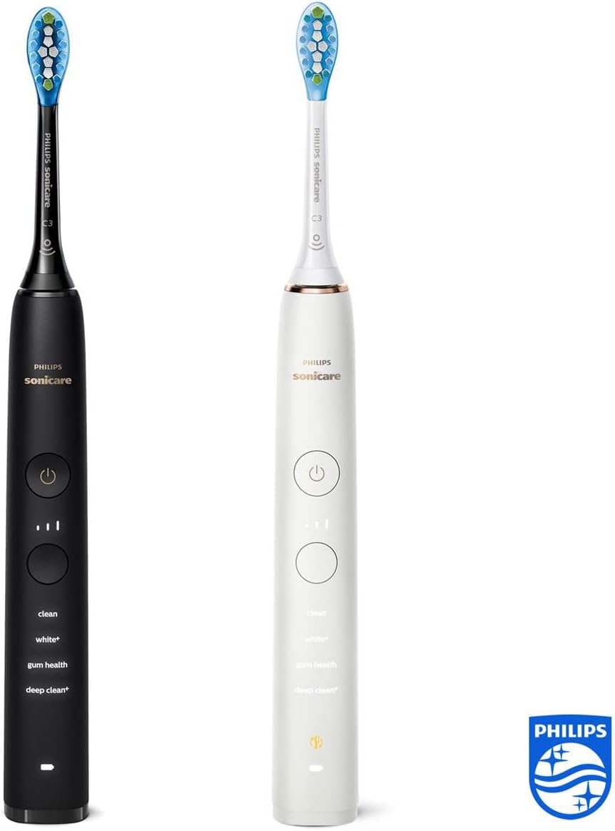 Philips Sonicare DiamondClean 9000 Electric Toothbrushes Dual Twin Pack Black and Rose Gold Model HX9914/57