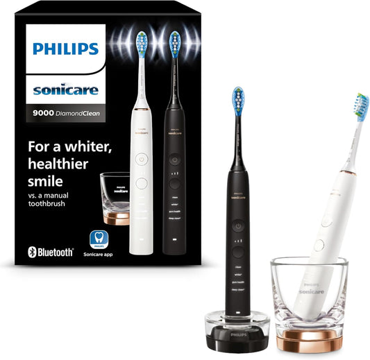 Philips Sonicare DiamondClean 9000 Electric Toothbrushes Dual Twin Pack Black and Rose Gold Model HX9914/57