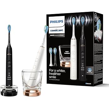 Philips Sonicare DiamondClean 9000 Electric Toothbrushes Dual Twin Pack Black and Rose Gold Model HX9914/57